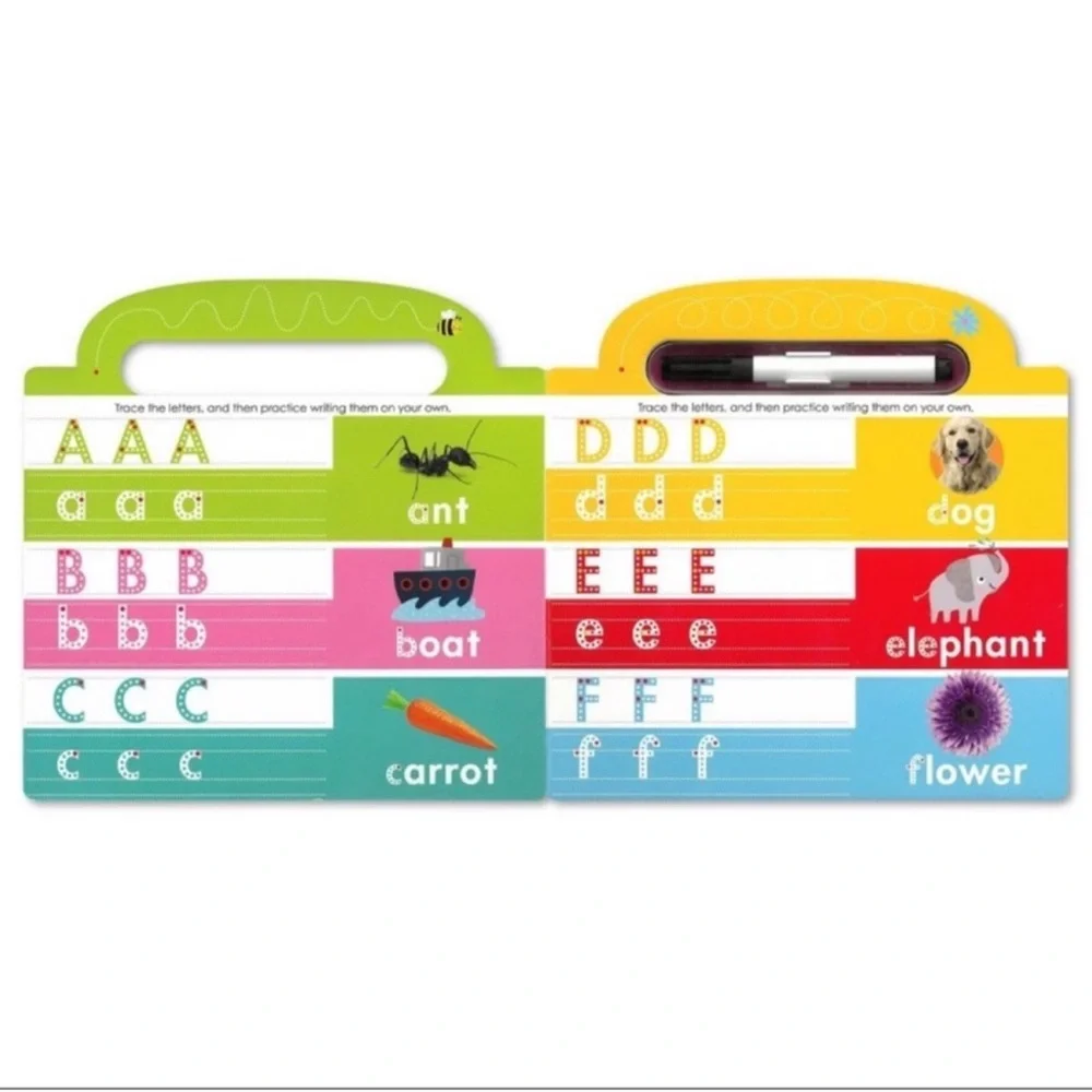 New! Scholastic Write-and-Wipe Learning Books - Counting & Write Alphabet
